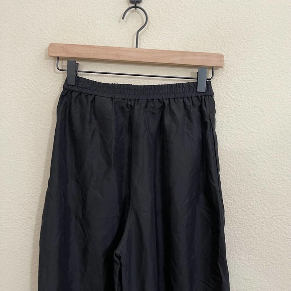& Other Stories Silk Tapered Elastic Waist Relaxed Pull-On Trouser Pants Black 0 - Picture 9 of 11